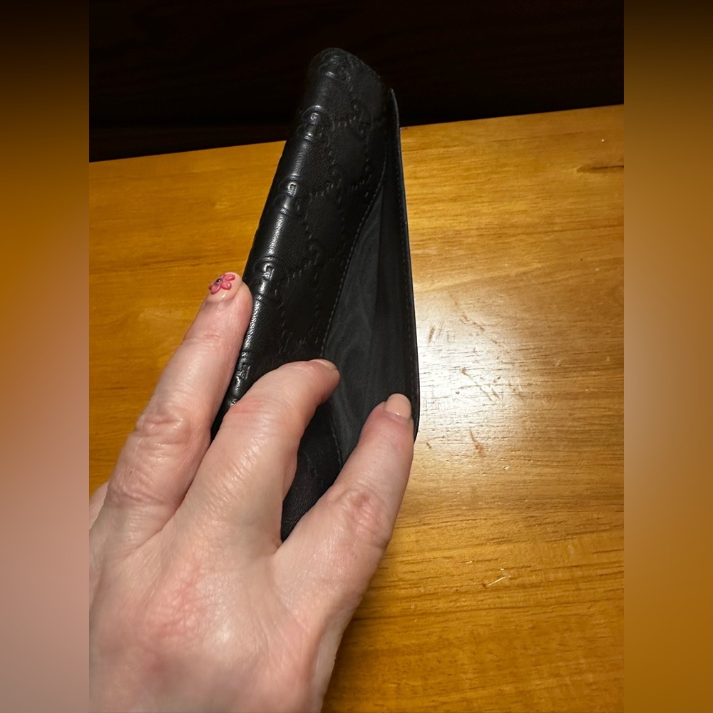 Gucci Black Embossed Leather Long Flap Wallet - Picture 10 of 12